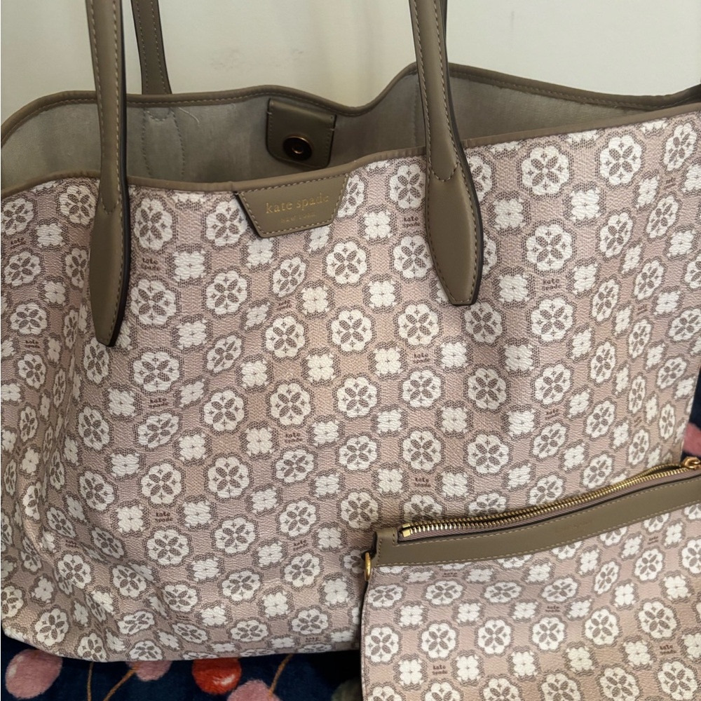 Kate Spade Floral Beige Tote Bag
